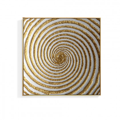 HMR - 3-Pieces Glam Square Wall Decor Set Canvas Abstract Art with Frame in Gold & Black
