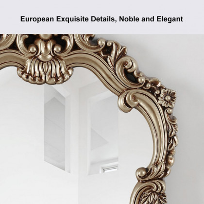 HMR - Large Vintage Arch French Shield Wall Mirror Decor 19th Century Champagne Gold Art