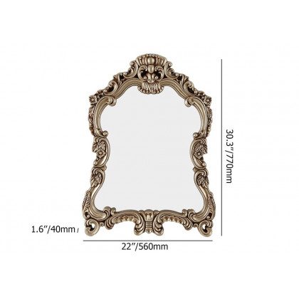 HMR - Large Vintage Arch French Shield Wall Mirror Decor 19th Century Champagne Gold Art