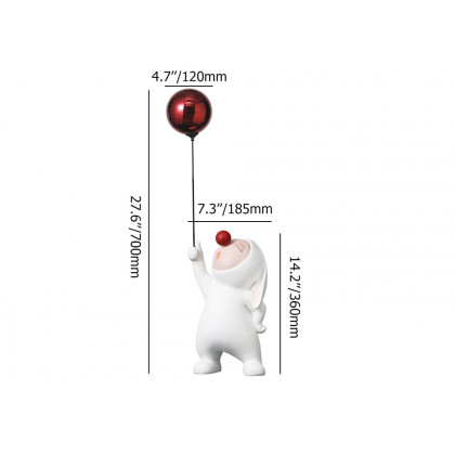 HMR - Modern Resin Rabbit Balloon Decorative Object White & Red Home Desk Figurine Decor Art