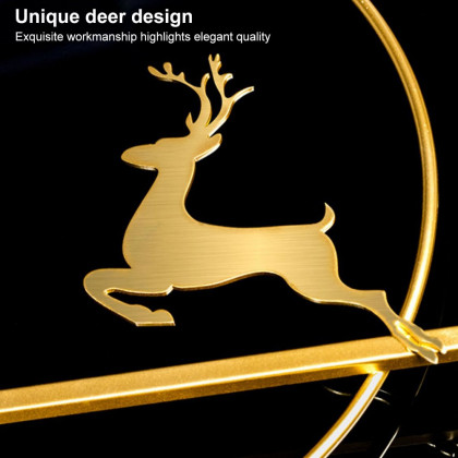 HMR - White & Orange Large Round Metal Wall Clock with Gold Pointer Modern Home Deer Decor Art