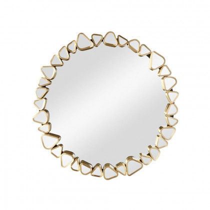 HMR - Modern Large Gold Irregular Pebble Wall Mirror Decor with Geometric Frame Living Room