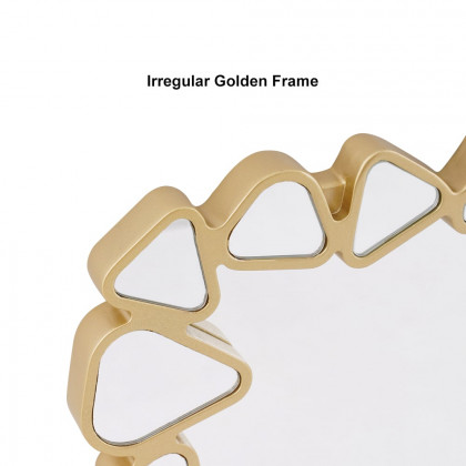 HMR - Modern Large Gold Irregular Pebble Wall Mirror Decor with Geometric Frame Living Room