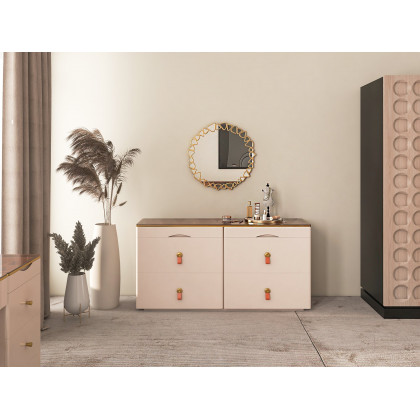 HMR - Modern Large Gold Irregular Pebble Wall Mirror Decor with Geometric Frame Living Room