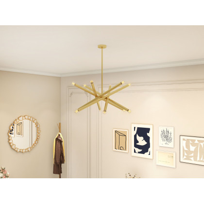 HMR - Modern Large Gold Irregular Pebble Wall Mirror Decor with Geometric Frame Living Room