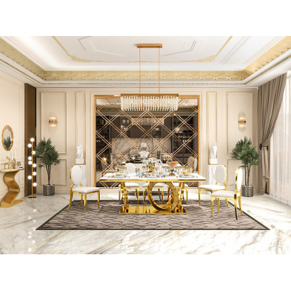 HMR - Modern Large Gold Irregular Pebble Wall Mirror Decor with Geometric Frame Living Room