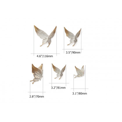 HMR - 5-Pieces Farmhouse 3D White & Gold Resin Butterfly Wall Decor Set Living Room Bedroom