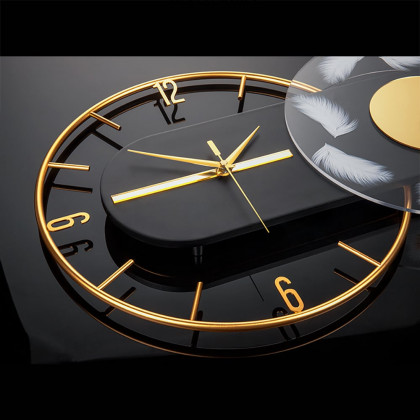 HMR - 23.6" Modern LED Black & Gold Geometric Metal Silent Wall Clock