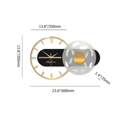 HMR - 23.6" Modern LED Black & Gold Geometric Metal Silent Wall Clock
