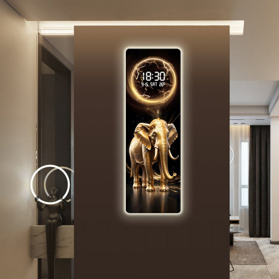 HMR - Modern Elephant Home Decor Digital Wall Clock with LED