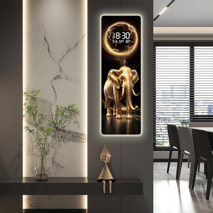 HMR - Modern Elephant Home Decor Digital Wall Clock with LED