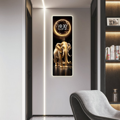 HMR - Modern Elephant Home Decor Digital Wall Clock with LED