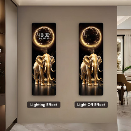 HMR - Modern Elephant Home Decor Digital Wall Clock with LED