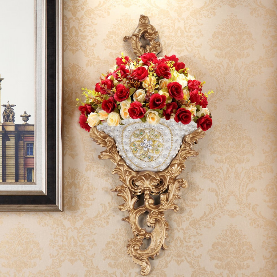 HMR - Shinely 26" European Retro Resin Wall Mount Flower Vase Decor Art Living Dining Room