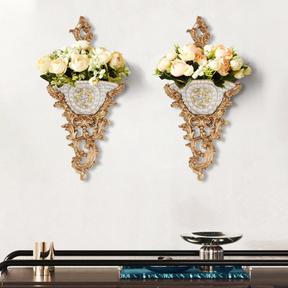 HMR - Shinely 26" European Retro Resin Wall Mount Flower Vase Decor Art Living Dining Room