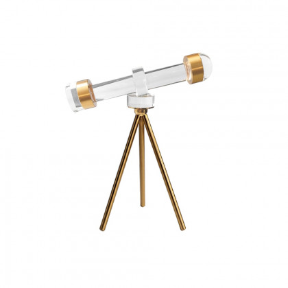HMR - Modern Crystal Telescope Sculpture Ornament Art Decor with Gold Metal Tripod Stand