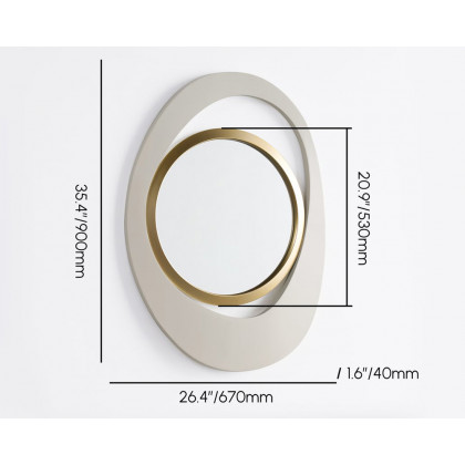 HMR Modern White & Gold Abstract Geometry Wall Mirror Decor Living Room Bedroom - White & Gold, 26" x 35"
