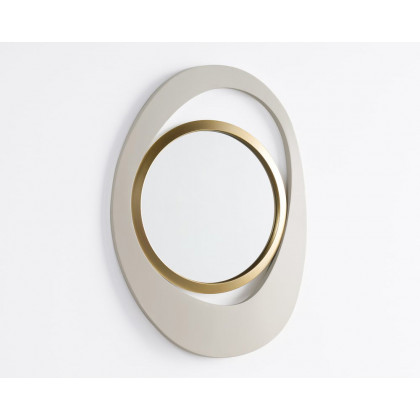HMR Modern White & Gold Abstract Geometry Wall Mirror Decor Living Room Bedroom - White & Gold, 26" x 35"