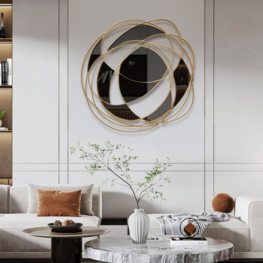 HMR - Modern Abstract Gold Twisted Metal & Stainless Steel Wall Decor Art Living Room Bedroom