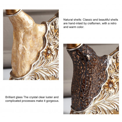 HMR - 3PCS Vintage Gold Figure Statue Sculpture Set Romantic Shell Dancer Desktop Decor