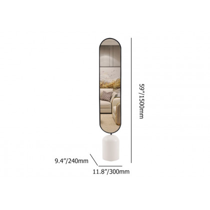 HMR - 59" Oversized Oval Metal Full Length Standing Floor Mirror Black & White for Living Room