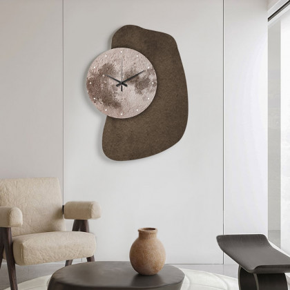 HMR - 23.6" Unique Abstract Geometric Moon Wall Clock 3D Japandi Decor Art Living Room Bedroom