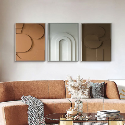 HMR - 3 Pieces Geometric Abstract Wall Art Decor Set Modern Canvas Print Living Room