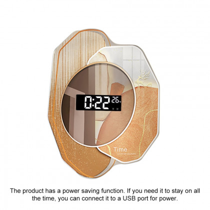 HMR - 20.9" LED Digital Display Abstract Acrylic Wall Clock Modern Decor Art in Orange