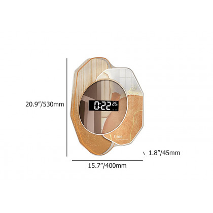 HMR - 20.9" LED Digital Display Abstract Acrylic Wall Clock Modern Decor Art in Orange