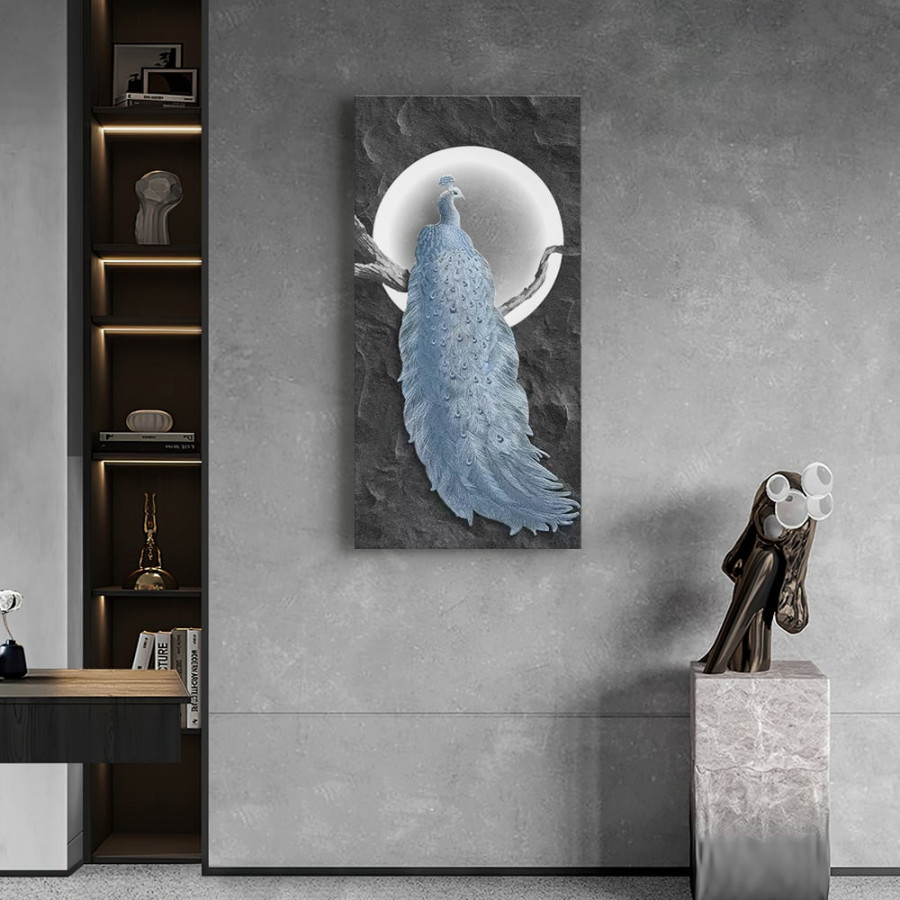 HMR - 39.4" Modern LED Peacock Wall Art with USB Charging