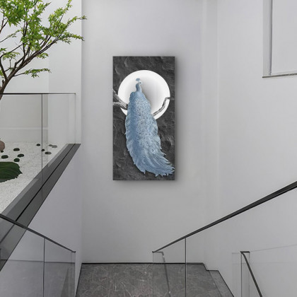 HMR - 39.4" Modern LED Peacock Wall Art with USB Charging