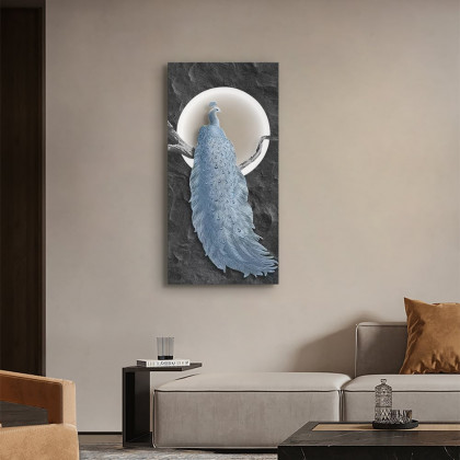 HMR - 39.4" Modern LED Peacock Wall Art with USB Charging