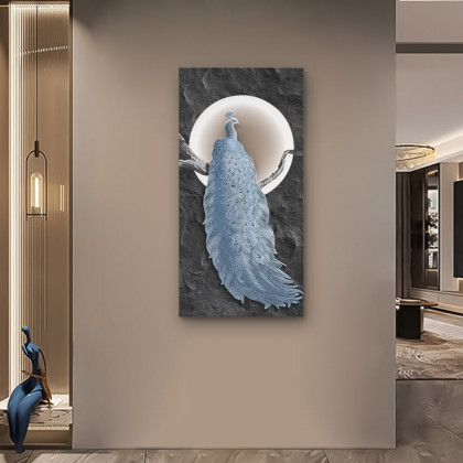 HMR - 39.4" Modern LED Peacock Wall Art with USB Charging