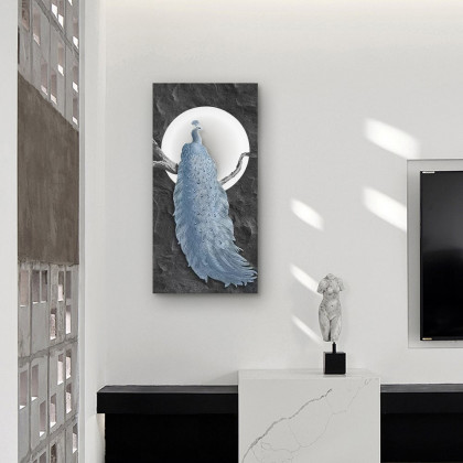 HMR - 39.4" Modern LED Peacock Wall Art with USB Charging
