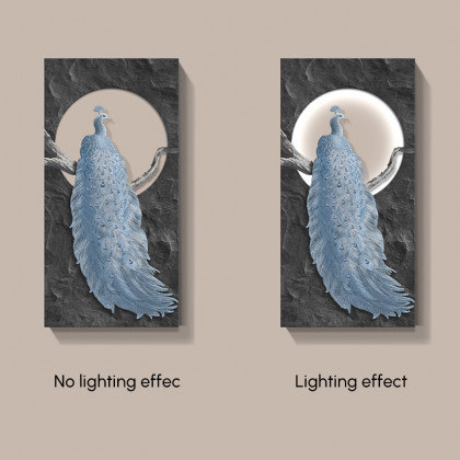 HMR - 39.4" Modern LED Peacock Wall Art with USB Charging