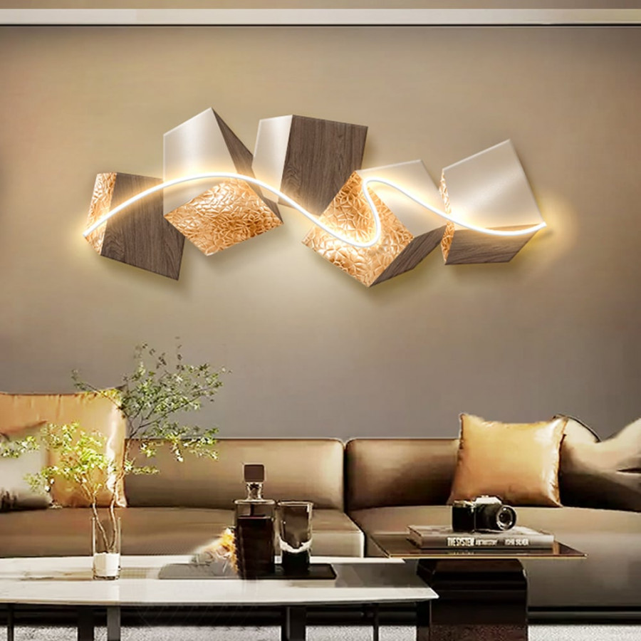 HMR - 39.4" LED Acrylic Abstract Geometric Wall Decor Modern Art Living Room Bedroom
