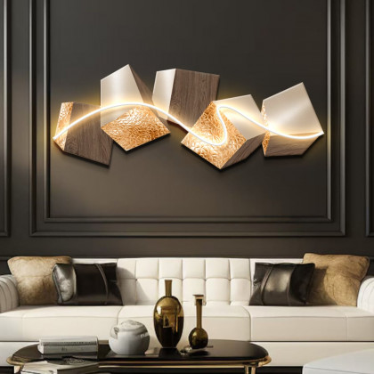 HMR - 39.4" LED Acrylic Abstract Geometric Wall Decor Modern Art Living Room Bedroom