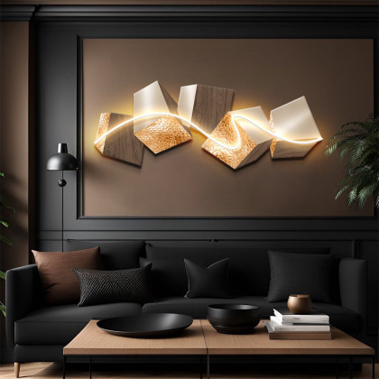 HMR - 39.4" LED Acrylic Abstract Geometric Wall Decor Modern Art Living Room Bedroom