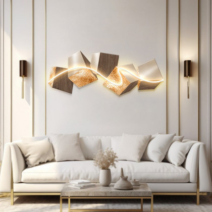 HMR - 39.4" LED Acrylic Abstract Geometric Wall Decor Modern Art Living Room Bedroom