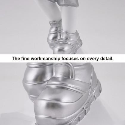 HMR - 23.6" Silver Astronaut Floor Statue Sculpture Decor Art Side Table with Wireless Charger