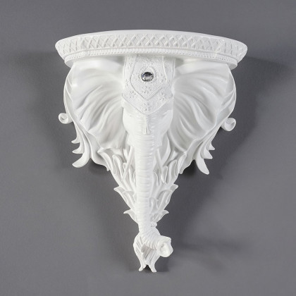 HMR 3D Traditional Resin Elephant Wall Mounted Shelves Floating Art Wall Shelf - White