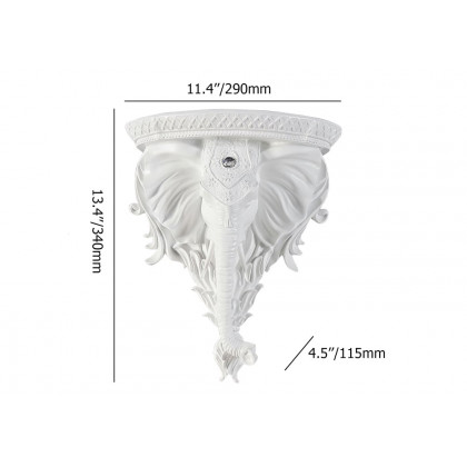 HMR 3D Traditional Resin Elephant Wall Mounted Shelves Floating Art Wall Shelf - White
