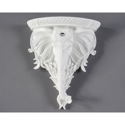 HMR 3D Traditional Resin Elephant Wall Mounted Shelves Floating Art Wall Shelf - White
