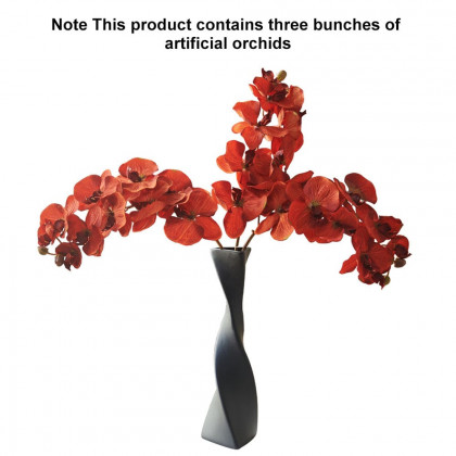 HMR - Modern Creative Orange Orchid Artificial Flower Arrangement in Black Vase