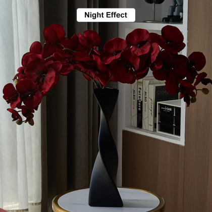 HMR - Modern Creative Orange Orchid Artificial Flower Arrangement in Black Vase