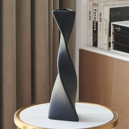 HMR - Modern Creative Orange Orchid Artificial Flower Arrangement in Black Vase