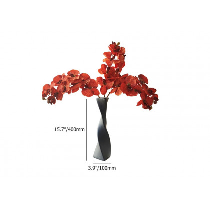 HMR - Modern Creative Orange Orchid Artificial Flower Arrangement in Black Vase