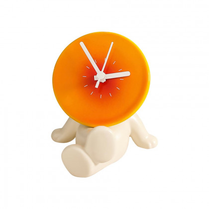HMR - Modern Novelty Ceramic White & Orange Table Clock Home Decoration