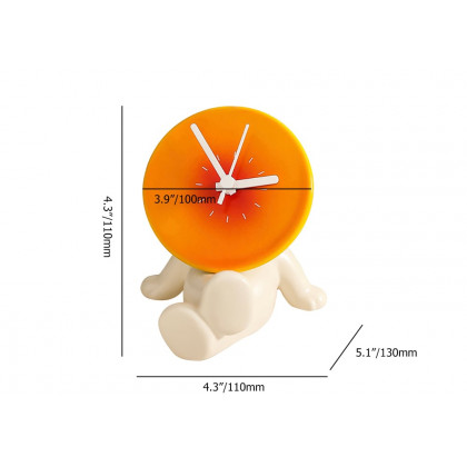 HMR - Modern Novelty Ceramic White & Orange Table Clock Home Decoration