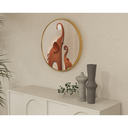 HMR - Realid Modern Elephant Wall Decor for Living Room Cute Painting with Frame in Brown